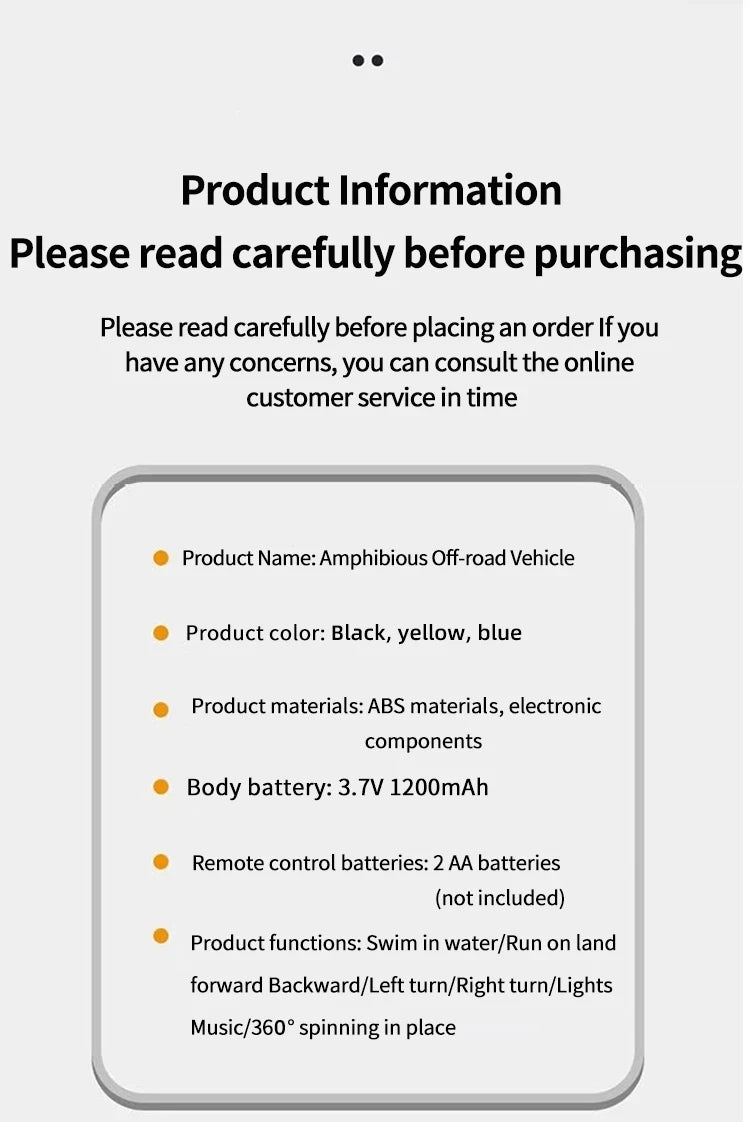Rc Car Waterproof Amphibious 4Wd Off-Road Vehicle Remote Control Water Land Crawler Stunt Climbing Truck Toys for Boys Children
