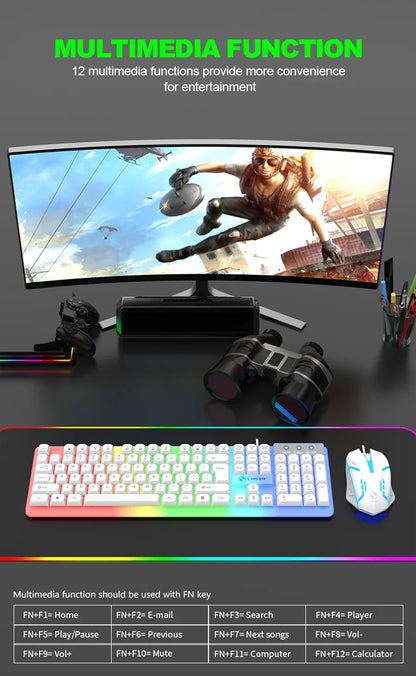 GTX350 Gaming Keyboard Mouse Combos Computer Laptop Backlight Gamer Kit LED Wired Usb Keyboard GTX350 Set-Black