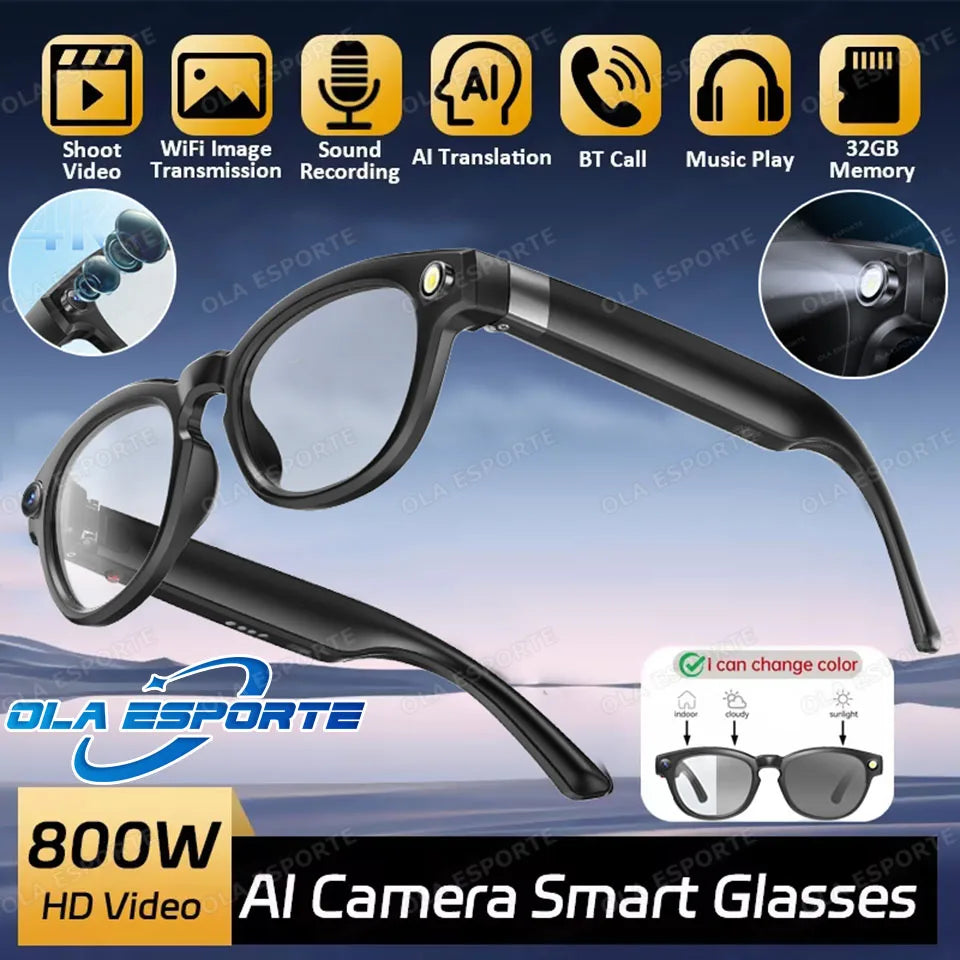 New Smart Glasses 2025 Recording Videos 800W Camera AI Photo Recognition Answer Translation Charging Lens BT Music Smartglasses