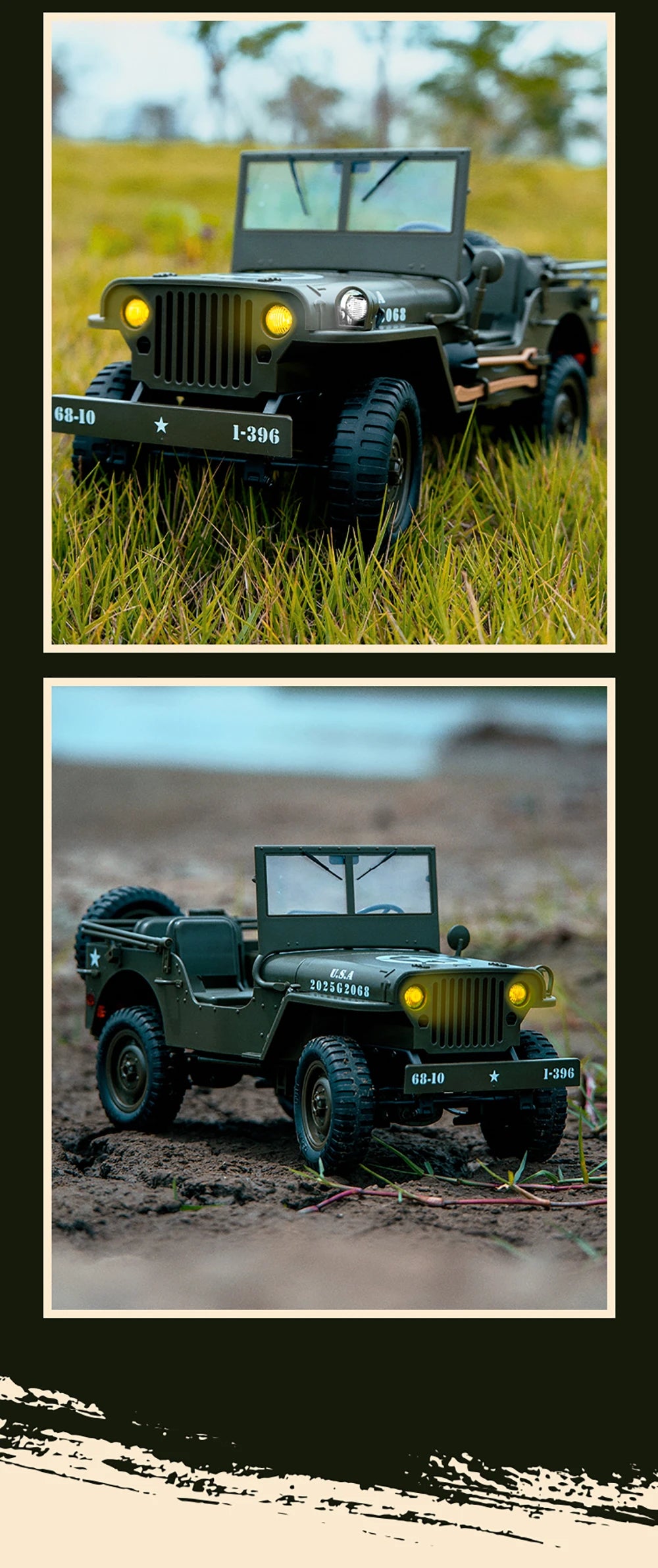 JJRC C8815 RC Car 1/10 WILLYS 1941 4WD RTR RC Crawler 2.4G Remote Control Car Off-road Climbing Military RC Truck Toys Gift