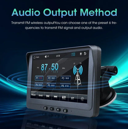 Portable 7 inch Multimedia Video Player Wireless Carplay Android Auto Touch Screen With USB AUX Dual Bluetoth Stereo Car Radio