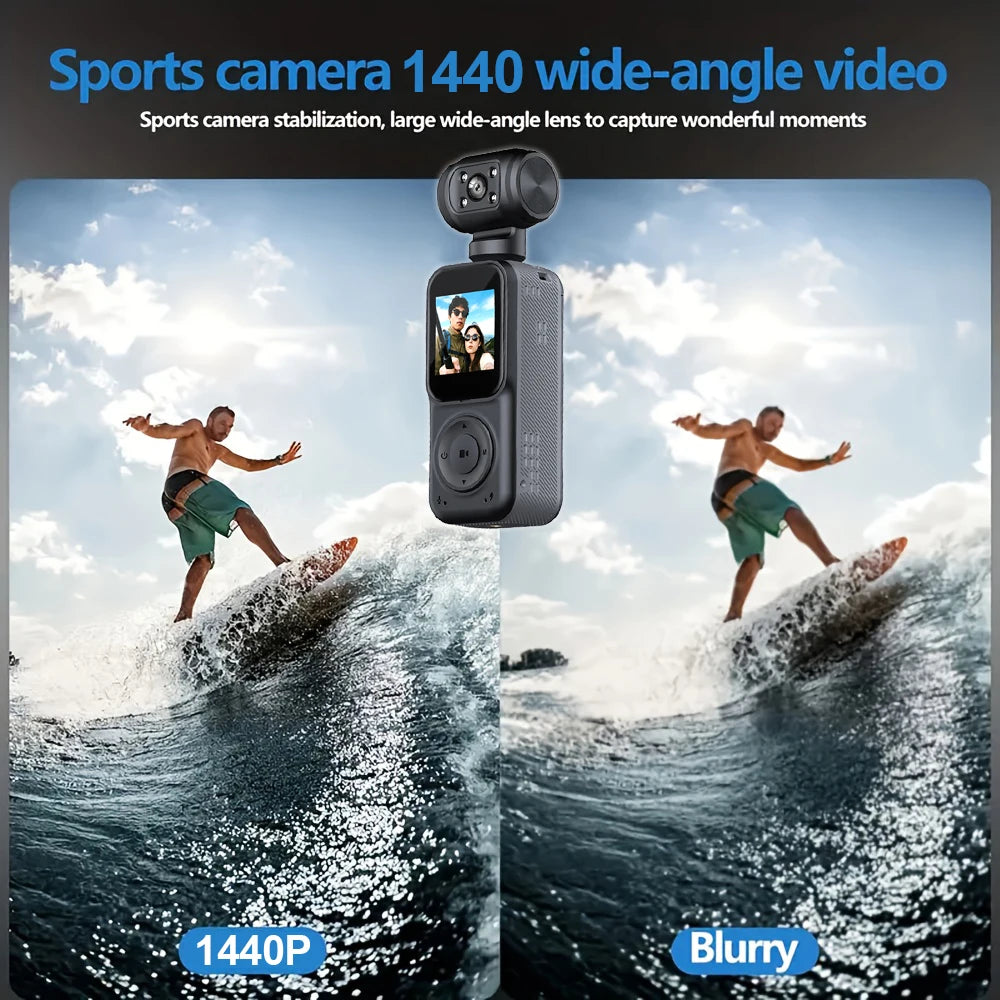 1440P QHD Display 2K Handheld Sports Pocket Camera 270° Rotatable WIFI Control Video Recorder WIFI Control Motion Camera