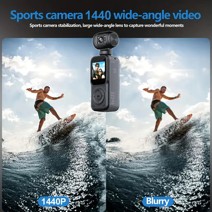 1440P QHD Display 2K Handheld Sports Pocket Camera 270° Rotatable WIFI Control Video Recorder WIFI Control Motion Camera