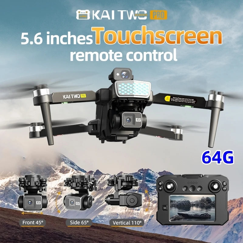 Professional 3-axis PTZ KAITWO PRO Drone 8K 5G with Screen Control 360° Laser Obstacle Avoidance Brushless Quadcopter GPS RC UAV