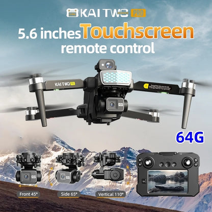 Professional 3-axis PTZ KAITWO PRO Drone 8K 5G with Screen Control 360° Laser Obstacle Avoidance Brushless Quadcopter GPS RC UAV
