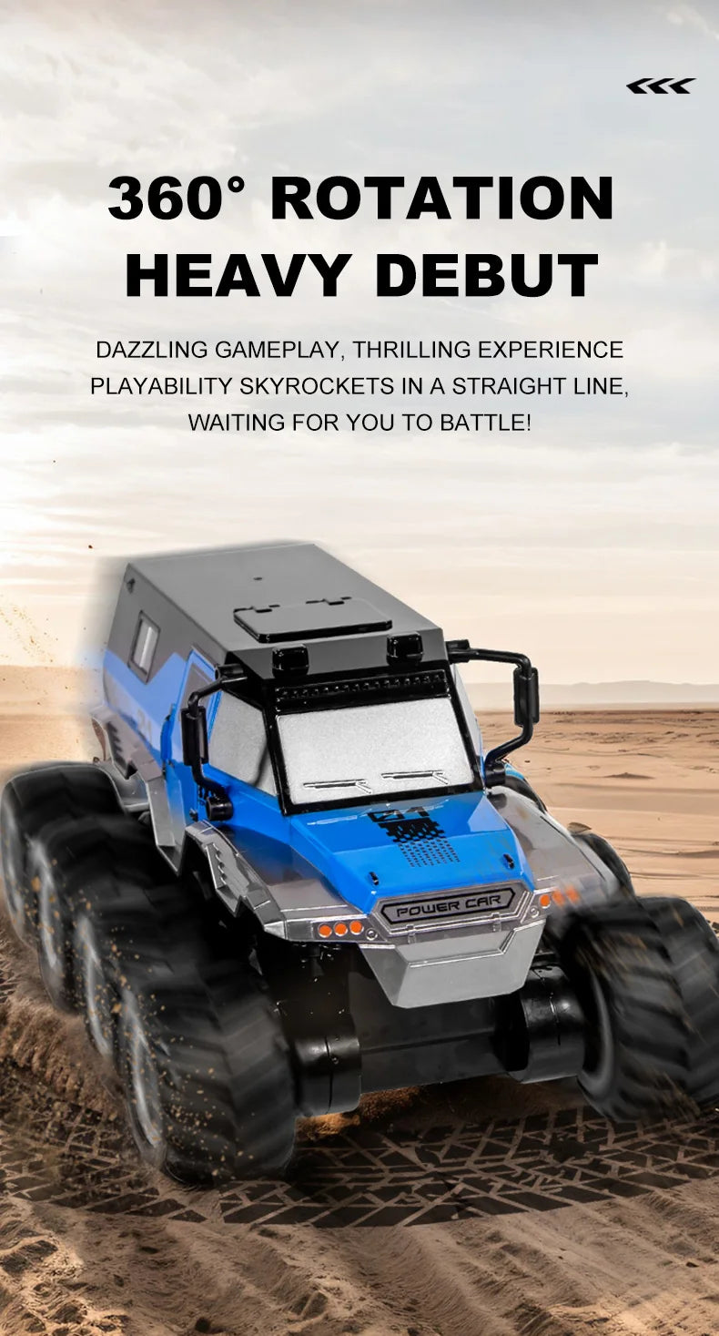 JJRC 8x8 2.4G Remote Control Car 8wd Off-road Amphibious Stunt Vehicle 8-Wheel Speed Racing Truck Waterproof Crawler Toys
