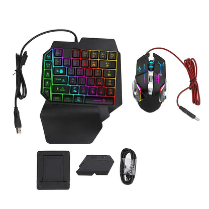 Mobile Game Combo Pack Bluetooth Connection Single Hand Keyboard Mouse Combo Responsive with Adjustable Phone Holder for Gaming