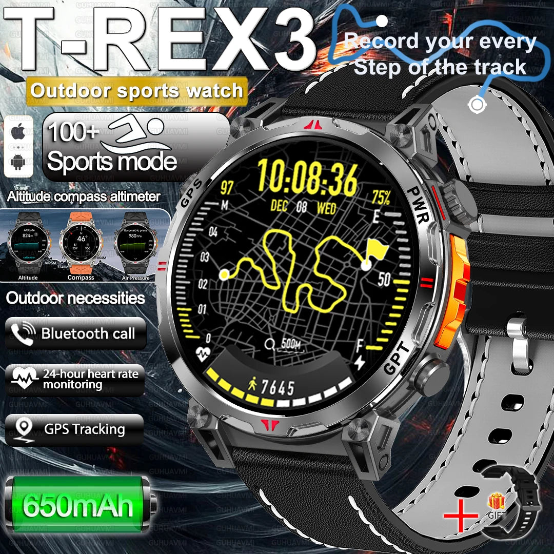 2025 Best seller Military AMOLED HD SmartWatch GPS Compass 10ATM Waterproof Tactics 170+Sport BT call SmartWatch 650Mah Battery