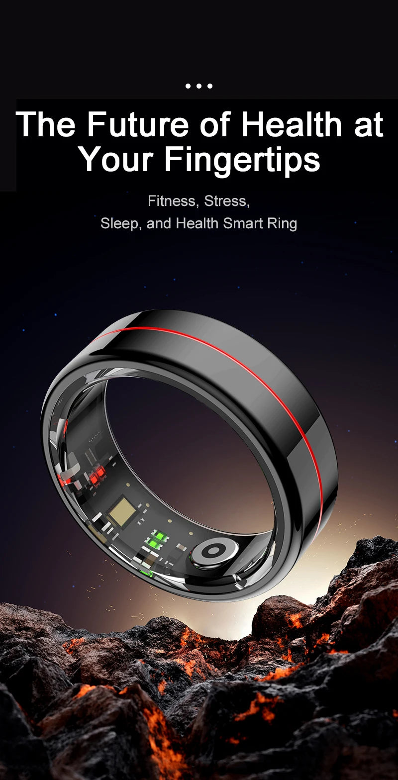 R04 Smart Ring for Men Women 5ATM Waterproof With Charging Case Health and Sleep Monitor Ring Multi-sport Mode Camera Control
