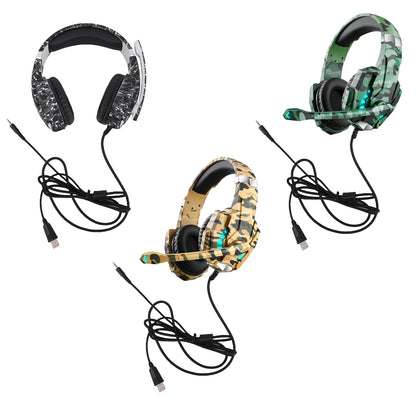 Gaming Headset with Noise-Isolating Microphone, Over Ear Game Headset with LED Lighting, Volume Control, Mute Key for Smartphone