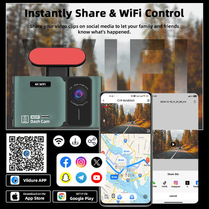 Dash Cam 4K Ultra High Definition Support Speed Real Display Loop Recording Optional 2.5K Rear Camera Driving Recorder