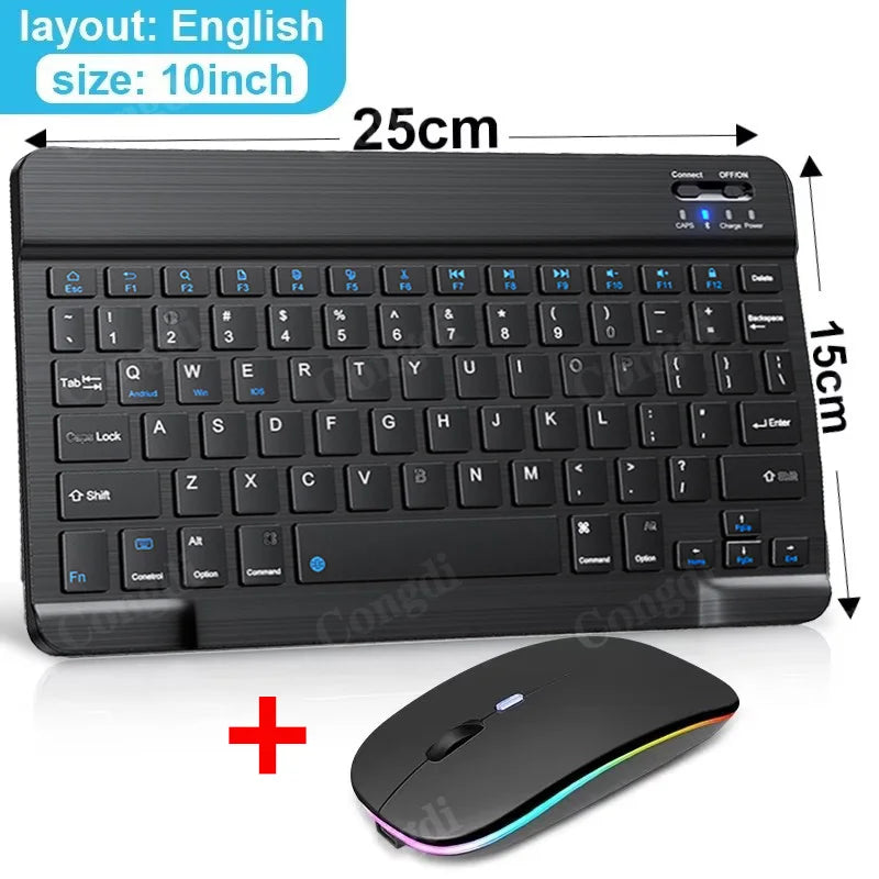 Keyboard For Tablet Android iOS Windows Wireless Keyboard and Mouse Bluetooth-compatible Rainbow Backlit Mouse For iPad Phone