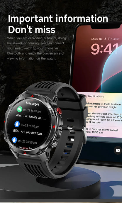 Built-in GPS Positioning Smart Watch Men 1.46 Inch HD Screen Compass 100+ Sport Mode 30M Waterproof Bluetooth Call Smartwatch