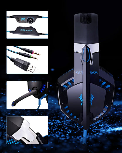 G2000 Gaming Headsets Big Headphones with Light Mic Stereo Earphones Deep Bass for PC Computer Gamer Laptop PS4 New X-BOX