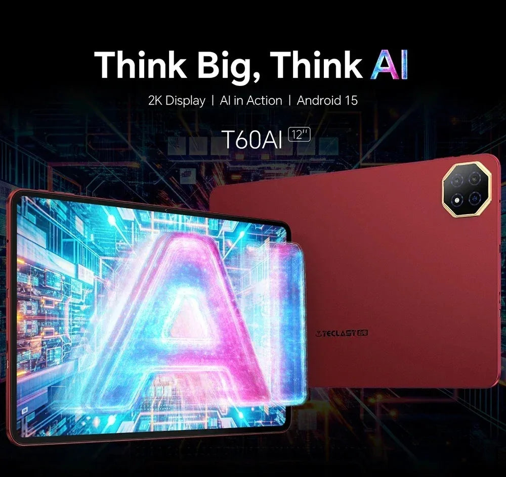 NEW Tablet Teclast T60 AI Allwinner A733 Octa-Core 12inch 2K HD TDDI Screen 6GB RAM 128GB ROM Android 15 WiFi6 8000mAh 13MP+5MP