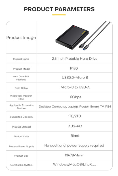 KODAK Portable External Hard Drive PHDD 500G/1TB High-Speed Storage for PC, Laptop, PS5, PS4 Lag-Free Gaming & Large File Transf