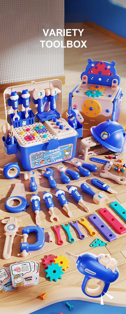 Children's Tool Set with Electric Toy Drill Kids Power Construction Toy Pretend Play Toy Tools Kit for Toddler Boys Girls Child