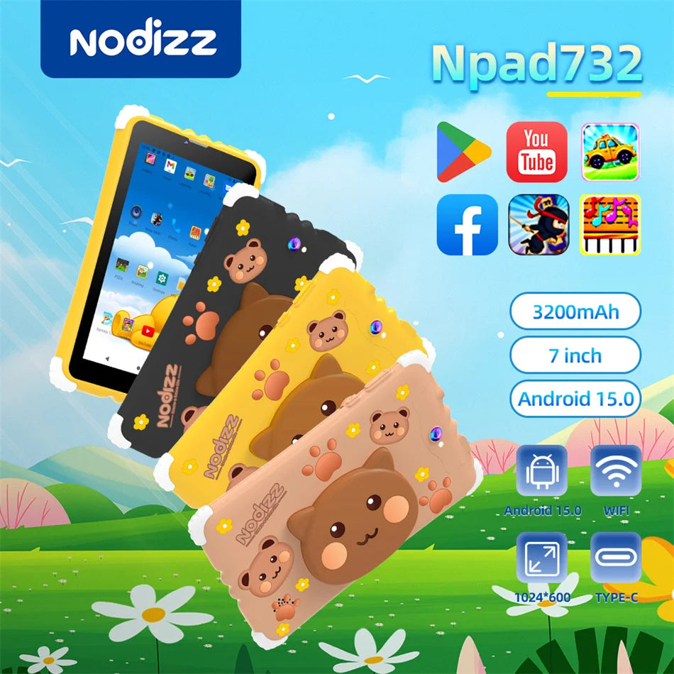 7 Inch Kids Tablet 4GB RAM 128GB ROM Android 15.0 MTK8321 Quad Core Dual Camera WIFI 1024*600 IPS Screen Childrem's Gift Tablets