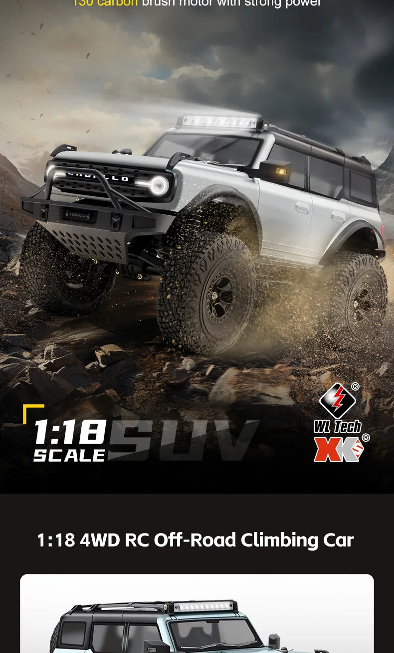 Wltoys New 1:18 Electric Four-Wheel Drive Climbing Car Remote Control Horse Model Toy For Children RC Car Toy