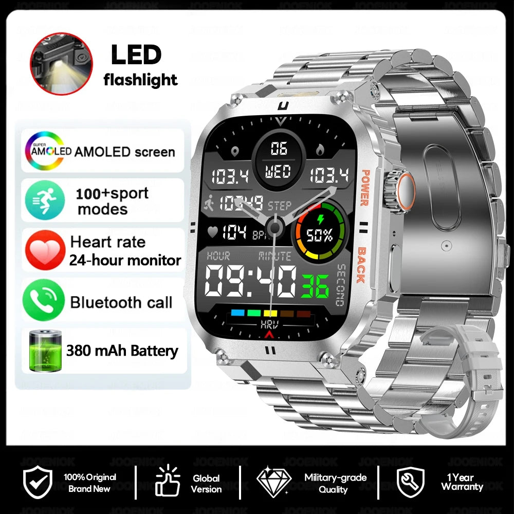 Men's Outdoor Sports Bluetooth Call Smart Watch 1.91 Inch Full Screen Touch Flashlight 110+ Sport Mode Smartwatch 2025 New