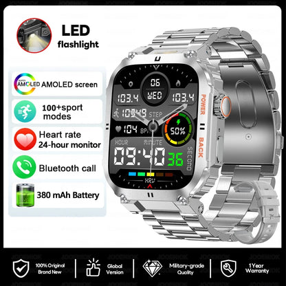 Men's Outdoor Sports Bluetooth Call Smart Watch 1.91 Inch Full Screen Touch Flashlight 110+ Sport Mode Smartwatch 2025 New