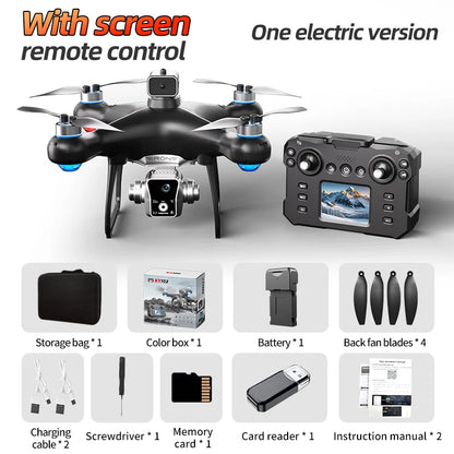 KY102 Drone 4K Remote Control Wizard with Screen Brushless Motor Optical Streaming Electric Lens HD Aerial Photography rc dron