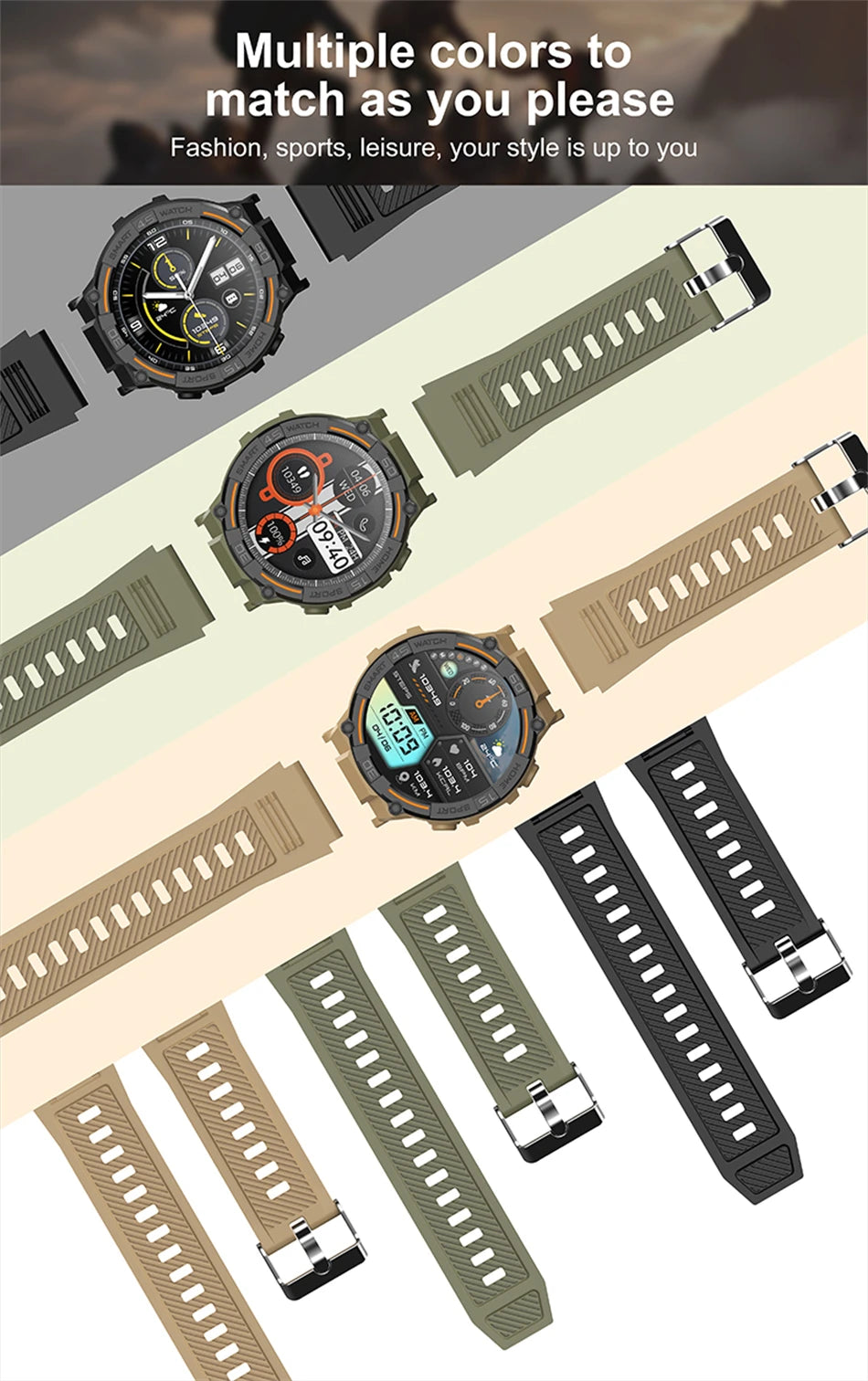 Outdoor Smart Watch with Flashlight Male Sports Fitness Waterproof Watch 24 Hours Heart Rate Monitor Bluetooth Call Smartwatch