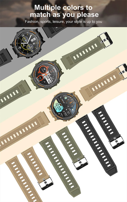 Outdoor Smart Watch with Flashlight Male Sports Fitness Waterproof Watch 24 Hours Heart Rate Monitor Bluetooth Call Smartwatch