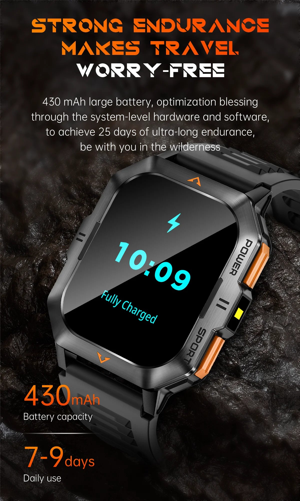 LIGE Outdoor Smart Watch For Men Women‘s Health 2.01’’ HD Screen 430mAh Battery LED Flashlight Waterproof Sports Smartwatches