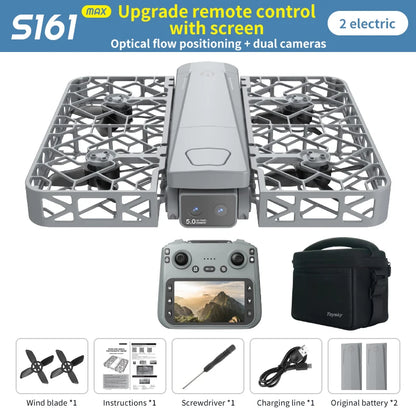 Original Mini Drone Flying Camera S161 RC Dron 8K HD Aerial Photography Pocket UAV with Screen Control Brushless Full Enclosure