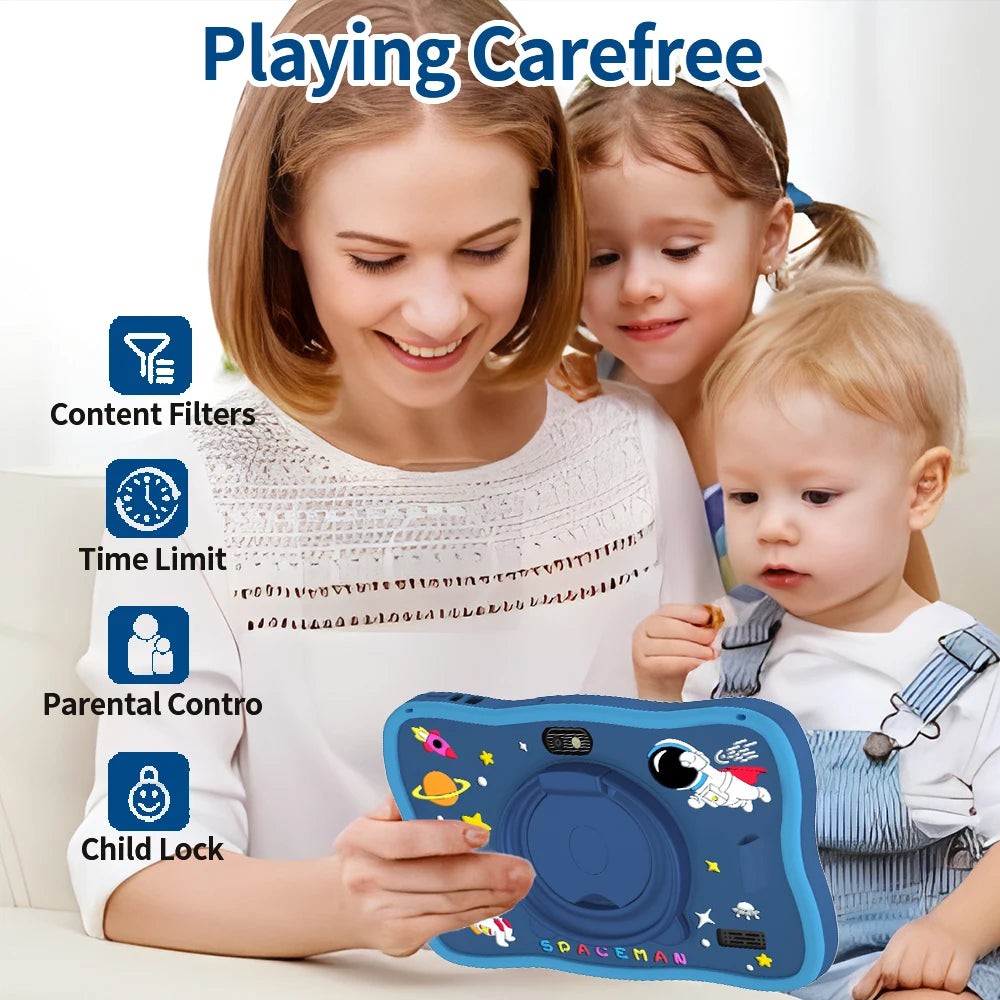 7 Inch Kid Tablet 4GB RAM 64GB ROM Android 13 Wi-Fi Battery Dual Camera Children's Gift Kids Software
