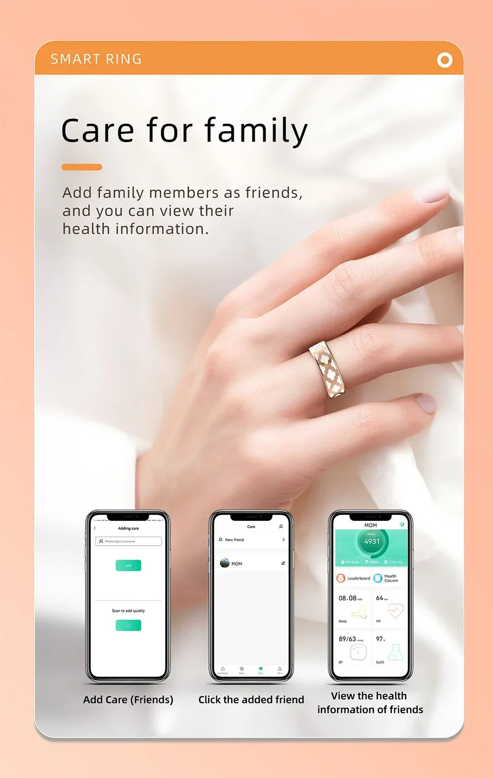 Smart Ring with Charging Box for Heart Rate Blood Oxygen Sleep Monitoring Multi Sport Tacking Modes IP68 Waterproof Smart Rings