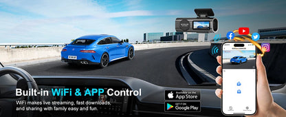 Dash Cam Front and Rear, 4K+1080P WDR Dash Camera for Cars,Built-in WiFi Car Camera with GPS Track,G-Sensor, Super Night Vision