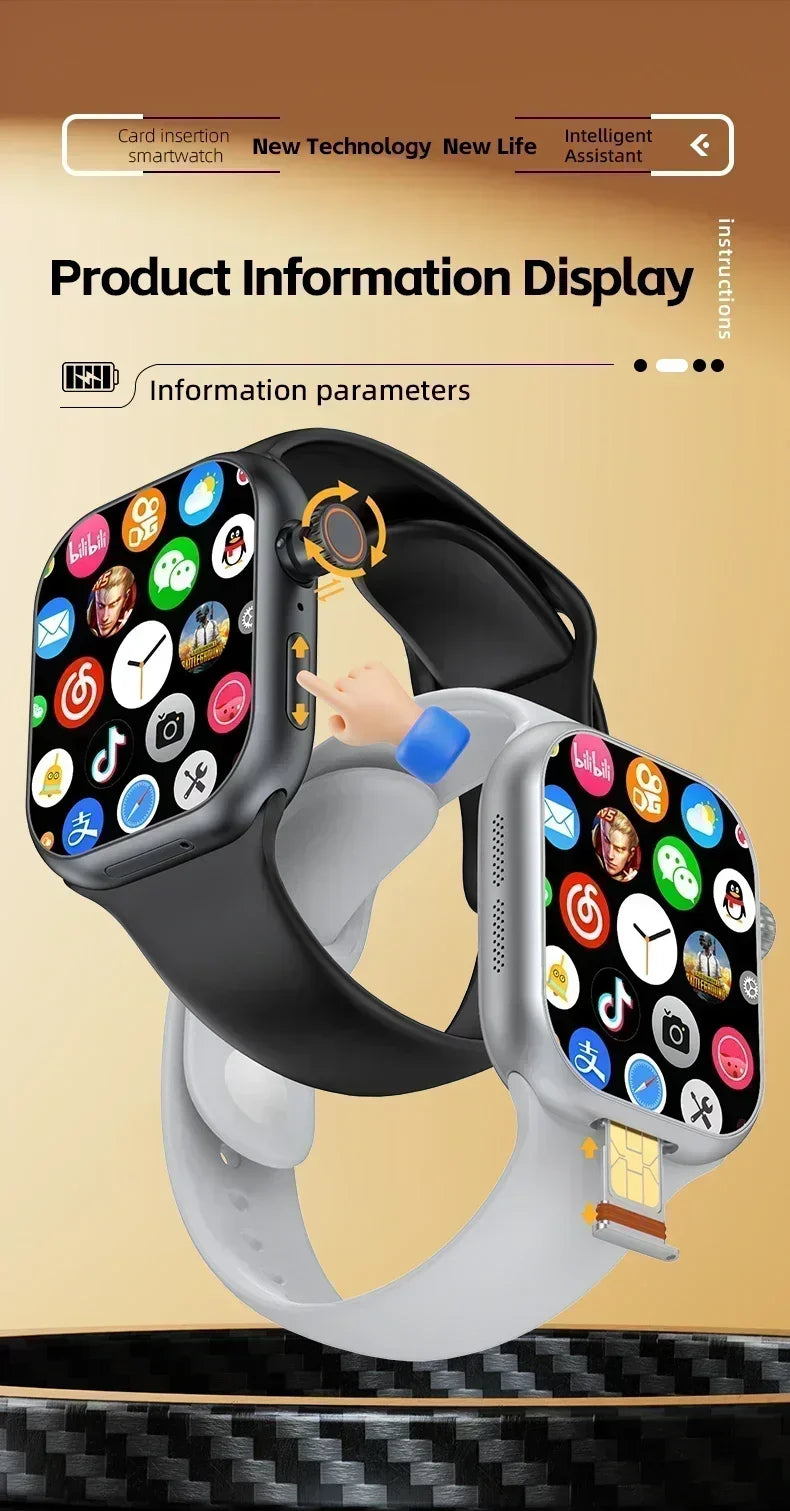 Smart 5G Smartwatch 2.29 Inch AMOLED Display 180 Degree Rotating Camera SIM Card WiFi GPS Video Calling Worldwide Version
