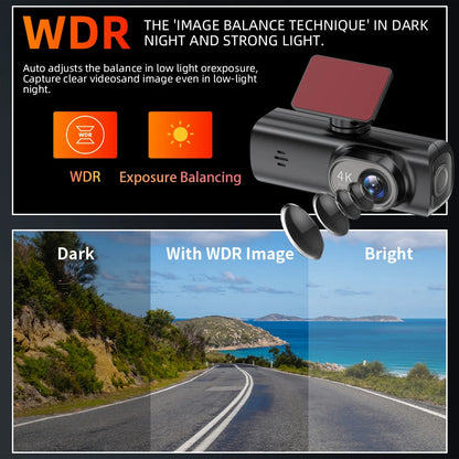 Dash Cam 4K WIFi GPS Front and Rear Night Vision Video Recorder HD 1080P Camera Auto System for car  Bicycles motorcycl summer