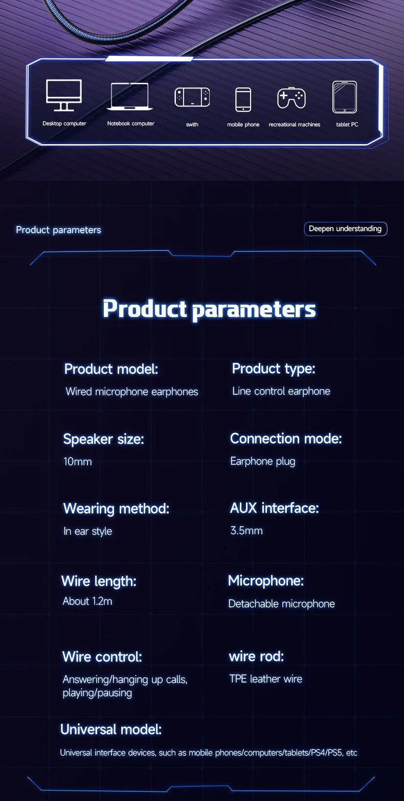 E-Sports Gaming Headset 7.1 Surround Sound Hifi Stereo Wired headphones 3.5mm/Type-C In-Ear dual Mic PUBG Gaming Earphone Earbud