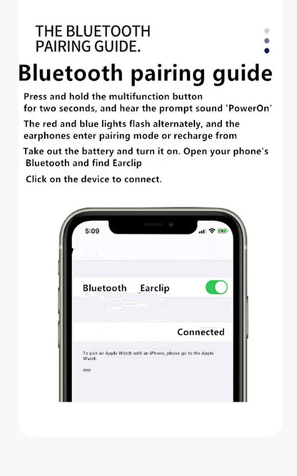 Ear-Clip Wireless Headsets TWS Bass Music Earring Bluetooth 5.3 Earphones Single Sport Headphone With Mic Touch Business Earbud