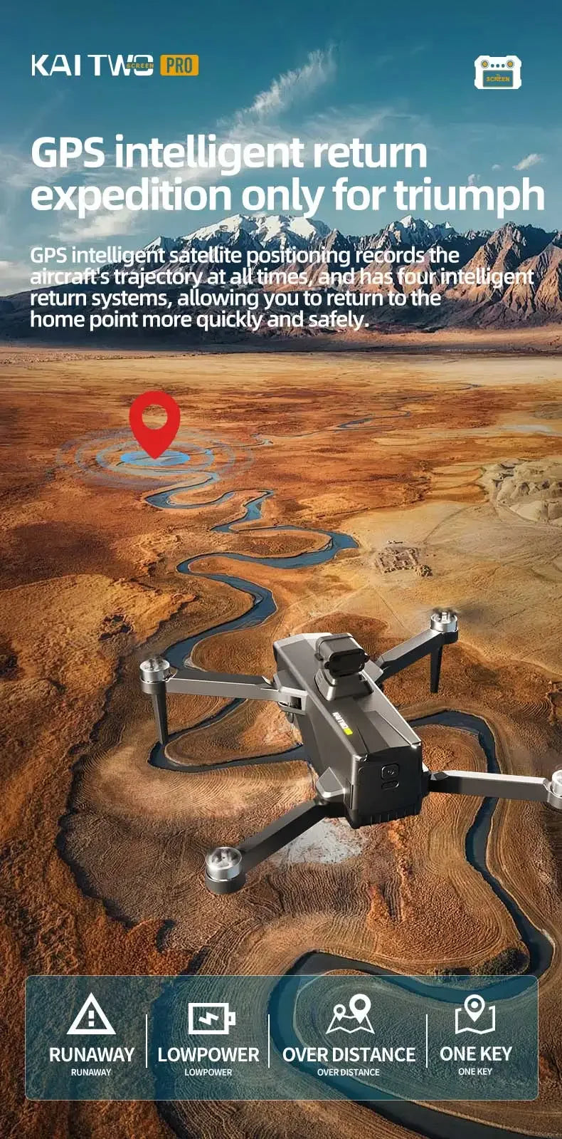 Professional 3-axis PTZ KAITWO PRO Drone 8K 5G with Screen Control 360° Laser Obstacle Avoidance Brushless Quadcopter GPS RC UAV