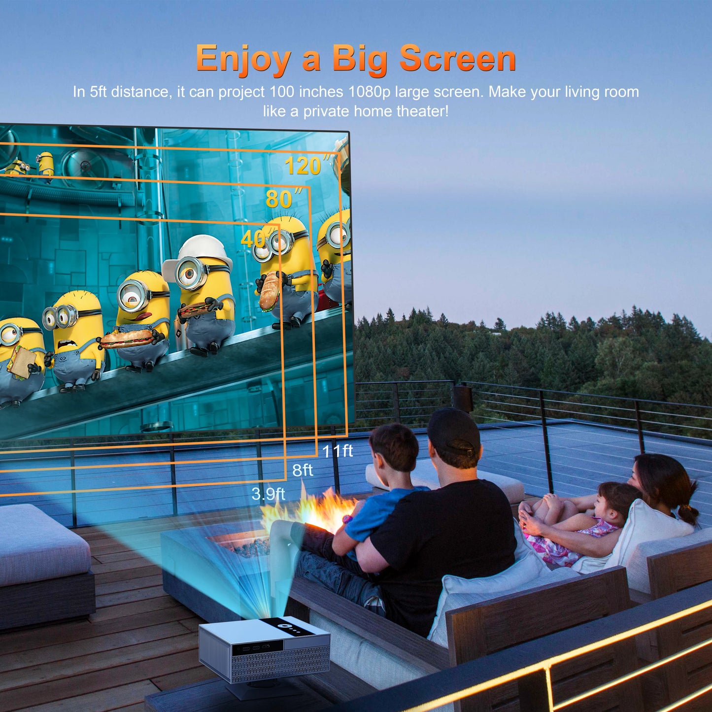 Digital Projector Support Projectors 4k Portable Autofocus 380Ansi Android 13 WiFi 11 BT5.2 Home Portable Mini Projector