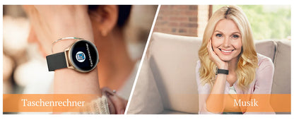 Smart watch for women, always-on display, IP67, fitness tracker with sleep monitoring/menstrual cycle, black gold