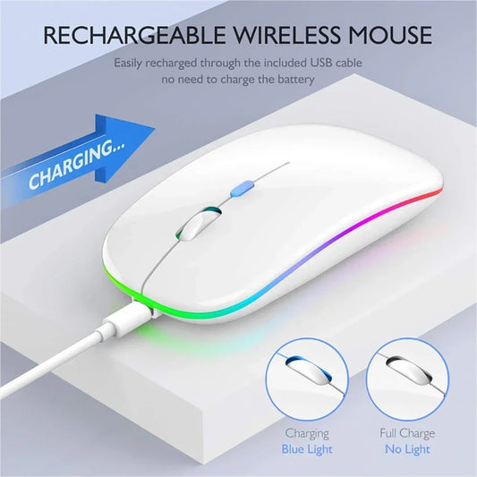 New Gaming Mouse Wireless Bluetooth Dual Mode Silent Rechargeable USB 2.4G DPI 1600 Optical Ergonomics Suitable for Laptops