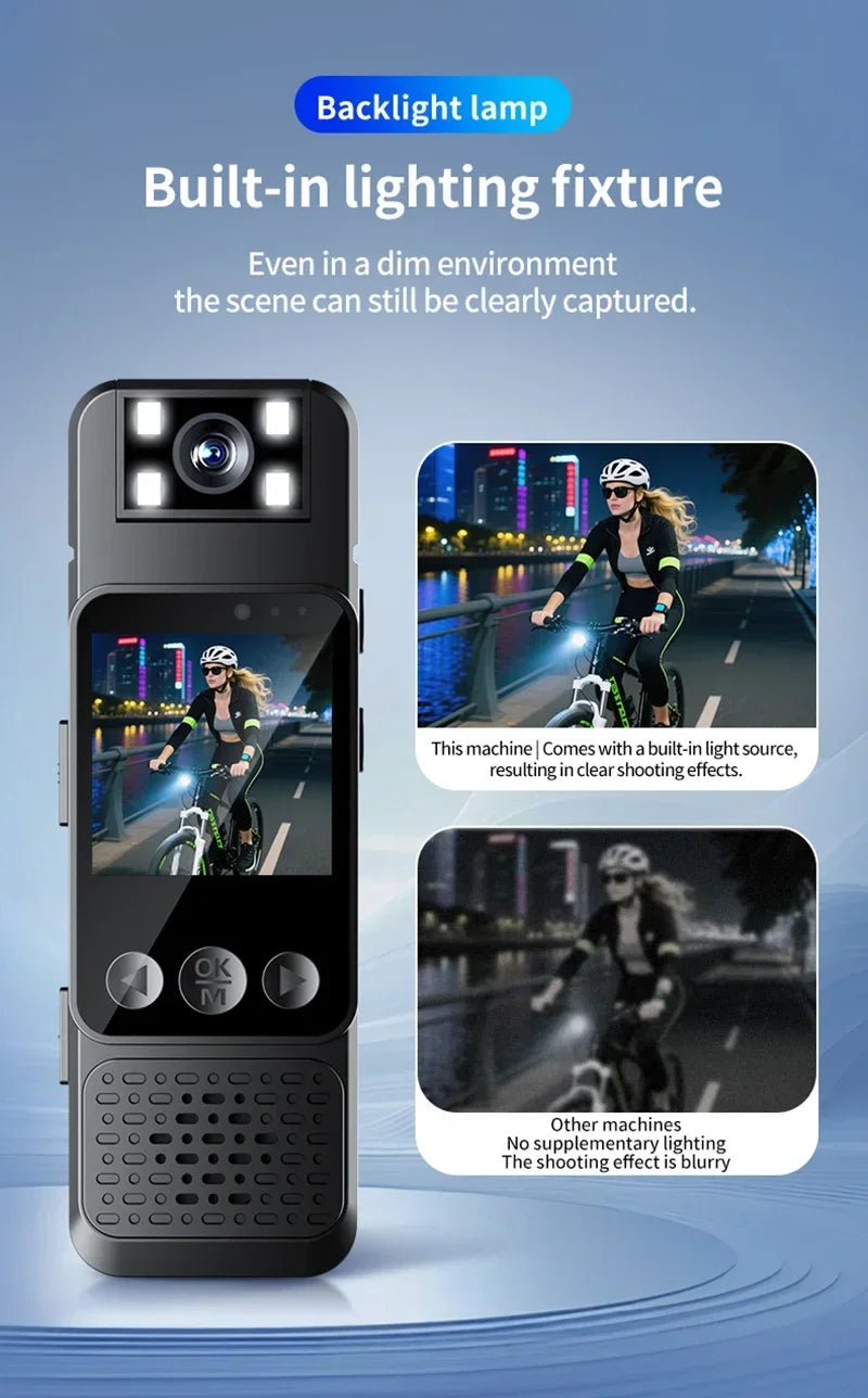 New 1080P HD Body Sports Camera WiFi Back Clip Police Camera for Law Enforcement Outdoor Sports Vlog Recorder with Fill Light