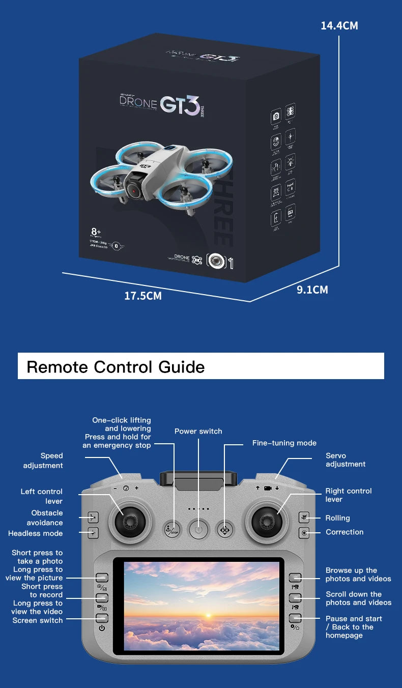 New GT3 RC Drone 8K 5G 2.4G GPS Professional HD Aerial Photography Remote Control Aircraft HD Dual Cameras Quadcopter Toys Gifts