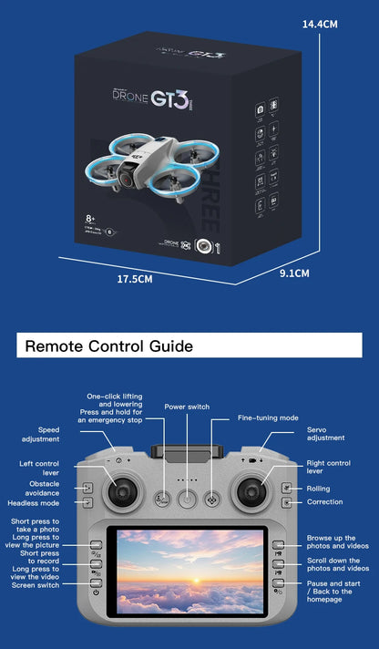 New GT3 RC Drone 8K 5G 2.4G GPS Professional HD Aerial Photography Remote Control Aircraft HD Dual Cameras Quadcopter Toys Gifts