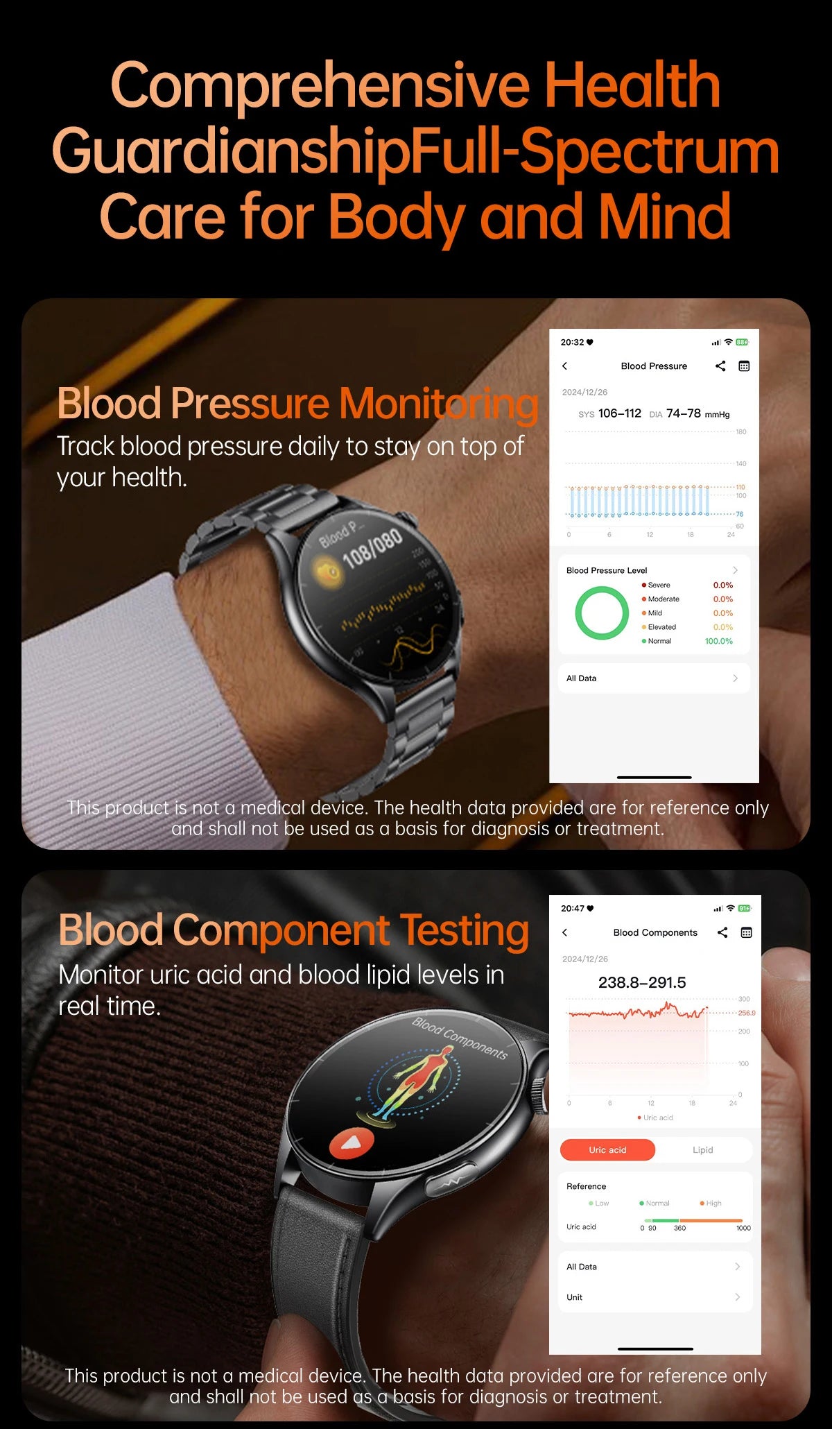 2025 New ECG+PPG Health Diagnosis Smartwatches Men Women Clock Uric Acid Lipid BP Heart rate Tracker NFC Sports Smart Watch IOS
