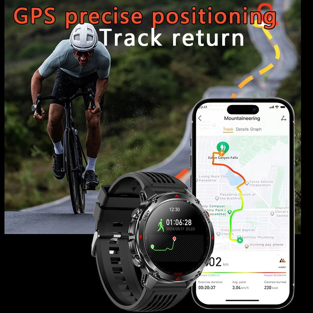 Built-in GPS Positioning Smart Watch Men 1.46 Inch HD Screen Compass 100+ Sport Mode 30M Waterproof Bluetooth Call Smartwatch