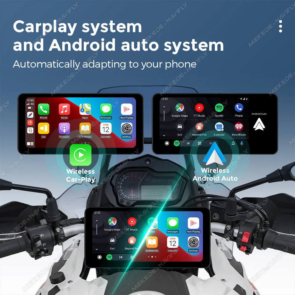 NEW 6.3inch Portable Screen Motorcycle Wireless Car-play Android Auto Smart Player GPS Navigation IPX7 TPMS IPS 1560*720 Dual BT