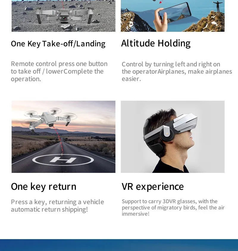 2025 New E88 Pro WIFI FPV Drone - 4K/1080P Dual Camera,Wide-Angle HD, Altitude Hold, Foldable Quadcopter, RC Helicopter Toy Gift