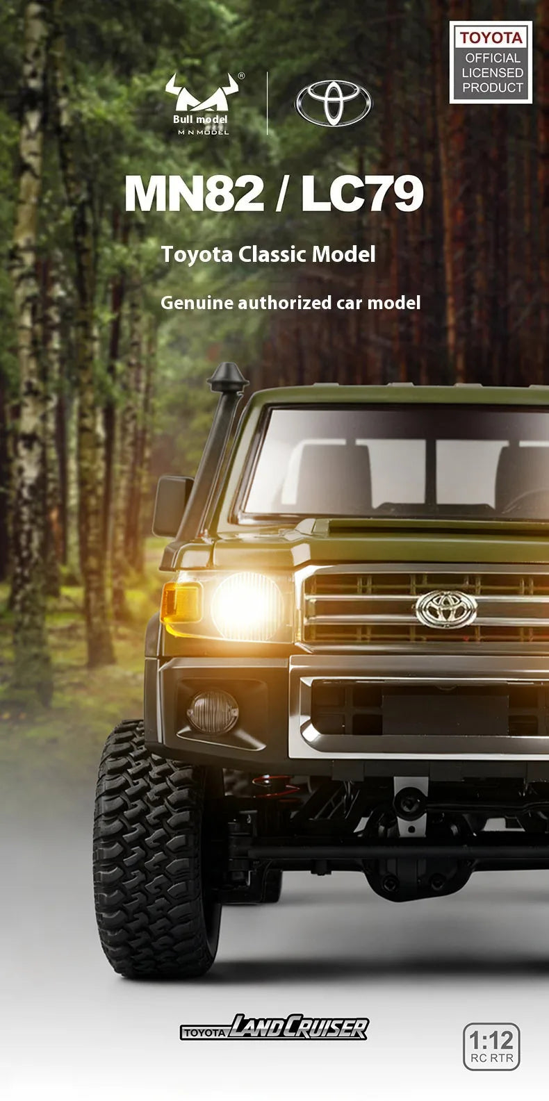 MN MODEL RC 1:12 4x4 Jungle Diving Car Climbing Off-road Wading Vehicle Rock Crawler Shovel Tool Box Truck Toy for Adult Gift