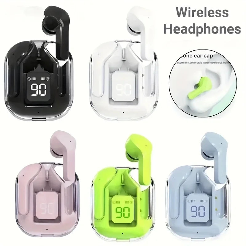 In-ear wireless earphones for gaming, sports, outdoor activities, leisure, and sleep, featuring an LED digital display, ideal fo